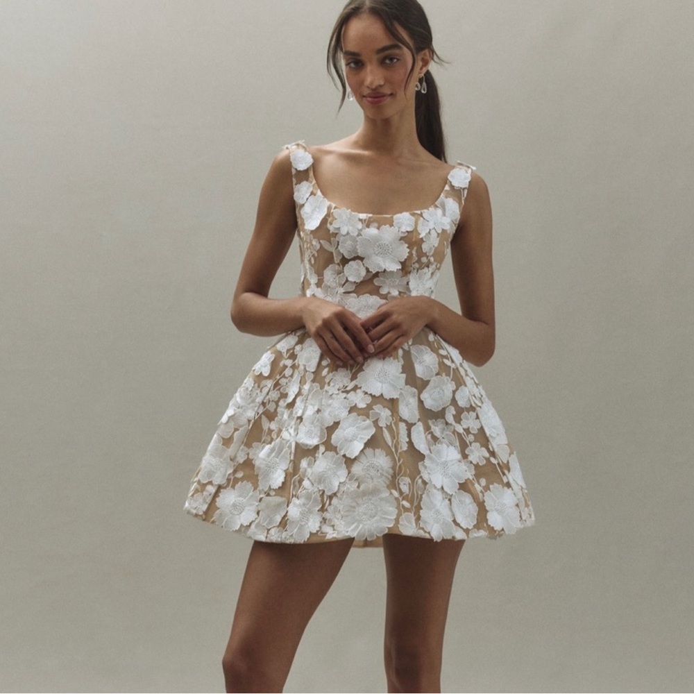 BRAND NEW WITH TAG Bronx and Banco White and Brown A-line Mini Dress